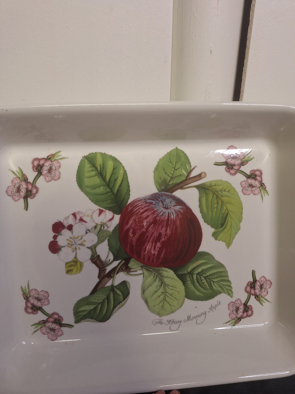 Pomona Apple Motif Serving Platter in White, Red and Green